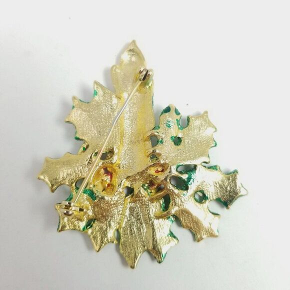 Vintage Holiday Candel with Holly Leaves Wreather, Green Red White Retro Estate - Picture 2 of 5